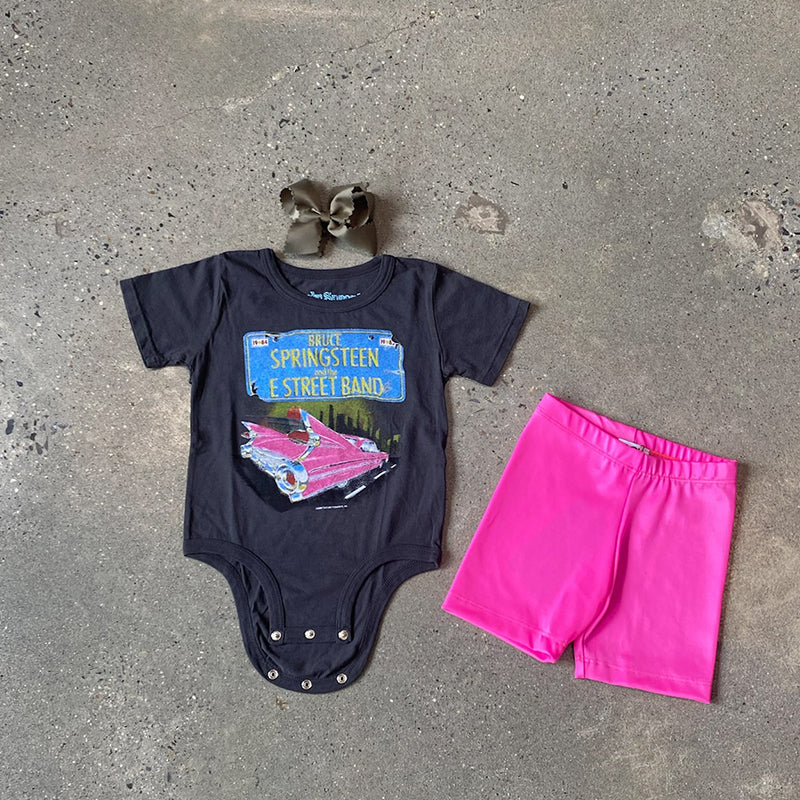 Rowdy Sprouts Bruce SpringSteen Short Sleeve Onesie In Black