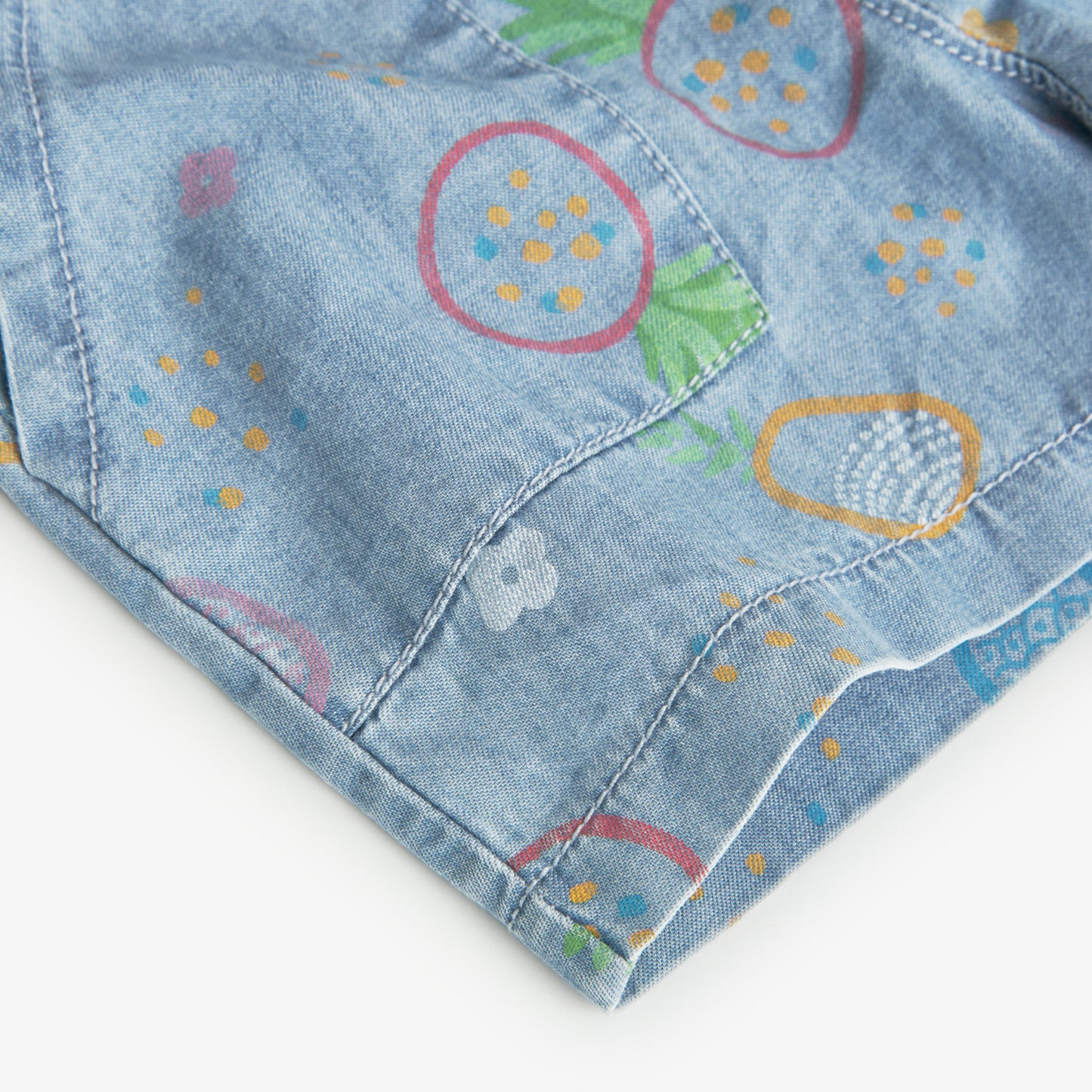 Boboli Girls Bermuda Denim Short In Print