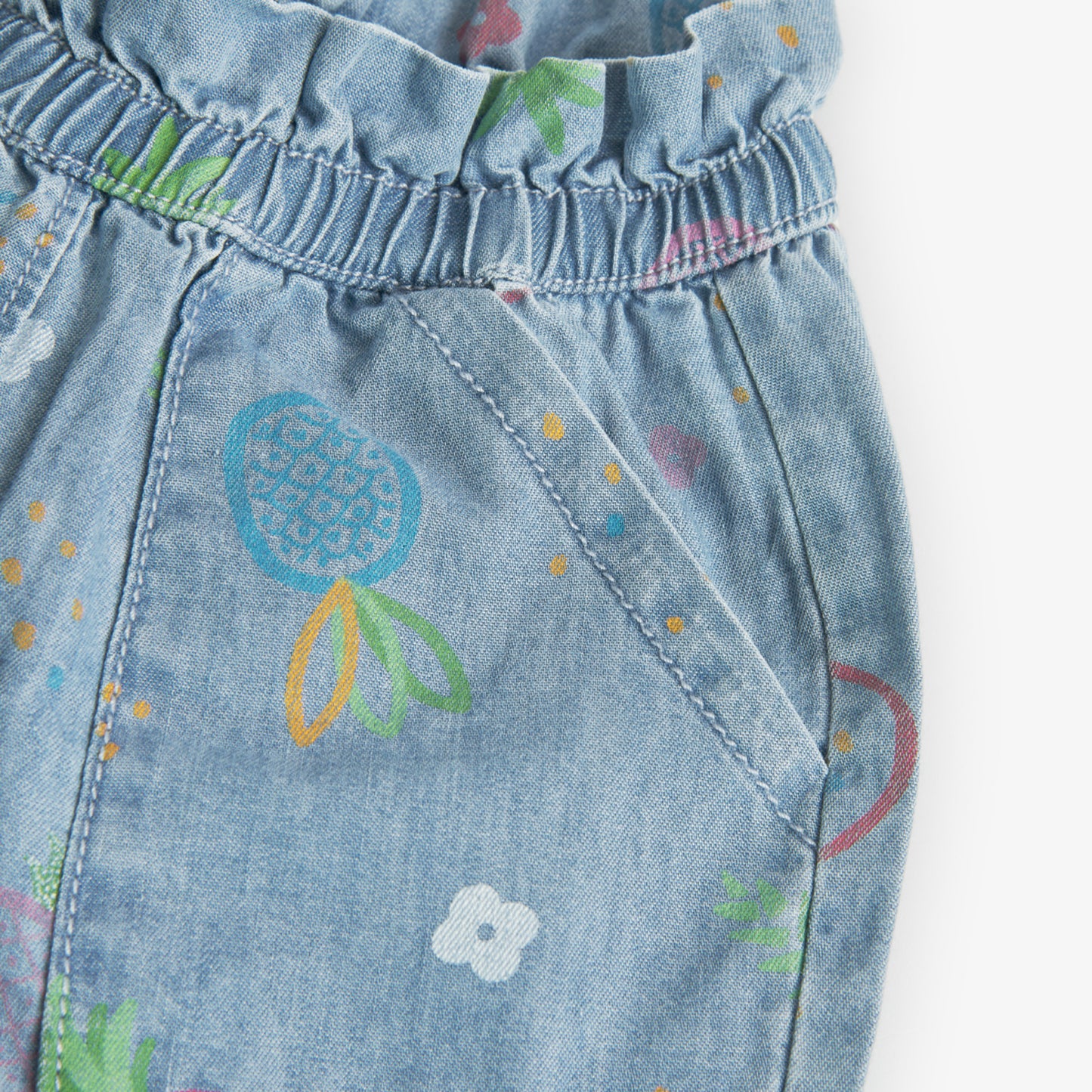 Boboli Girls Bermuda Denim Short In Print