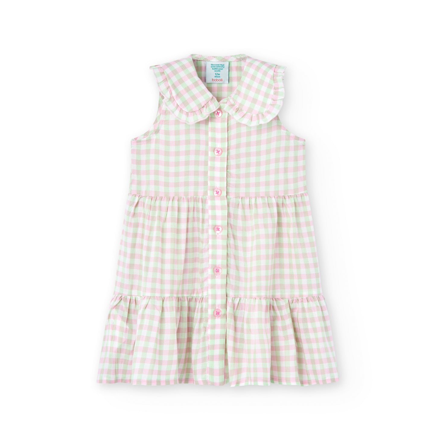 Boboli Girls Viscose Dress In Checks