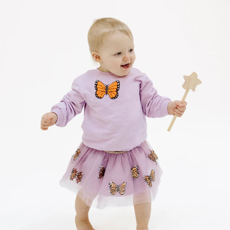 Angel Dear Oversize Sweatshirt with Monarch Butterflies & Milkweed Appliqué