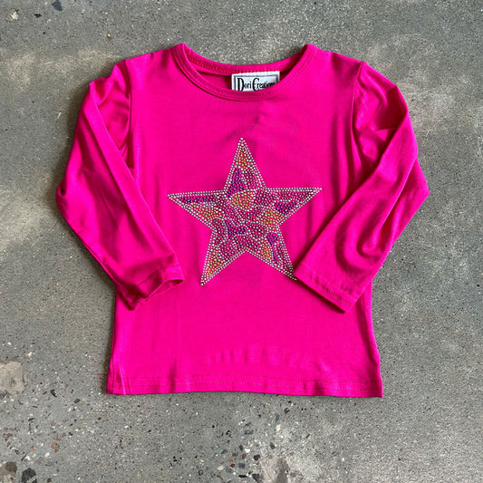 Dori Creations Hot Pink Star Long Sleeve Tee