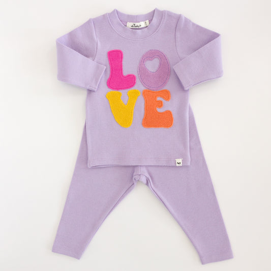 Oh Baby Cotton Candy Love Terry Applique 2PC Set