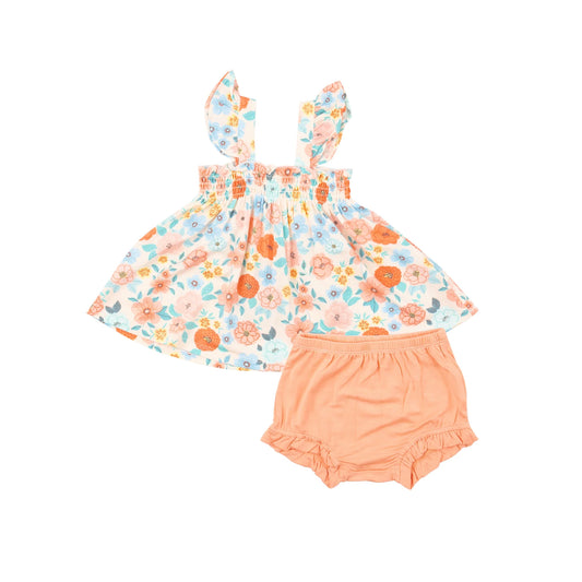 Angel Dear Ruffle Strap Smocked Top And Diaper Cover