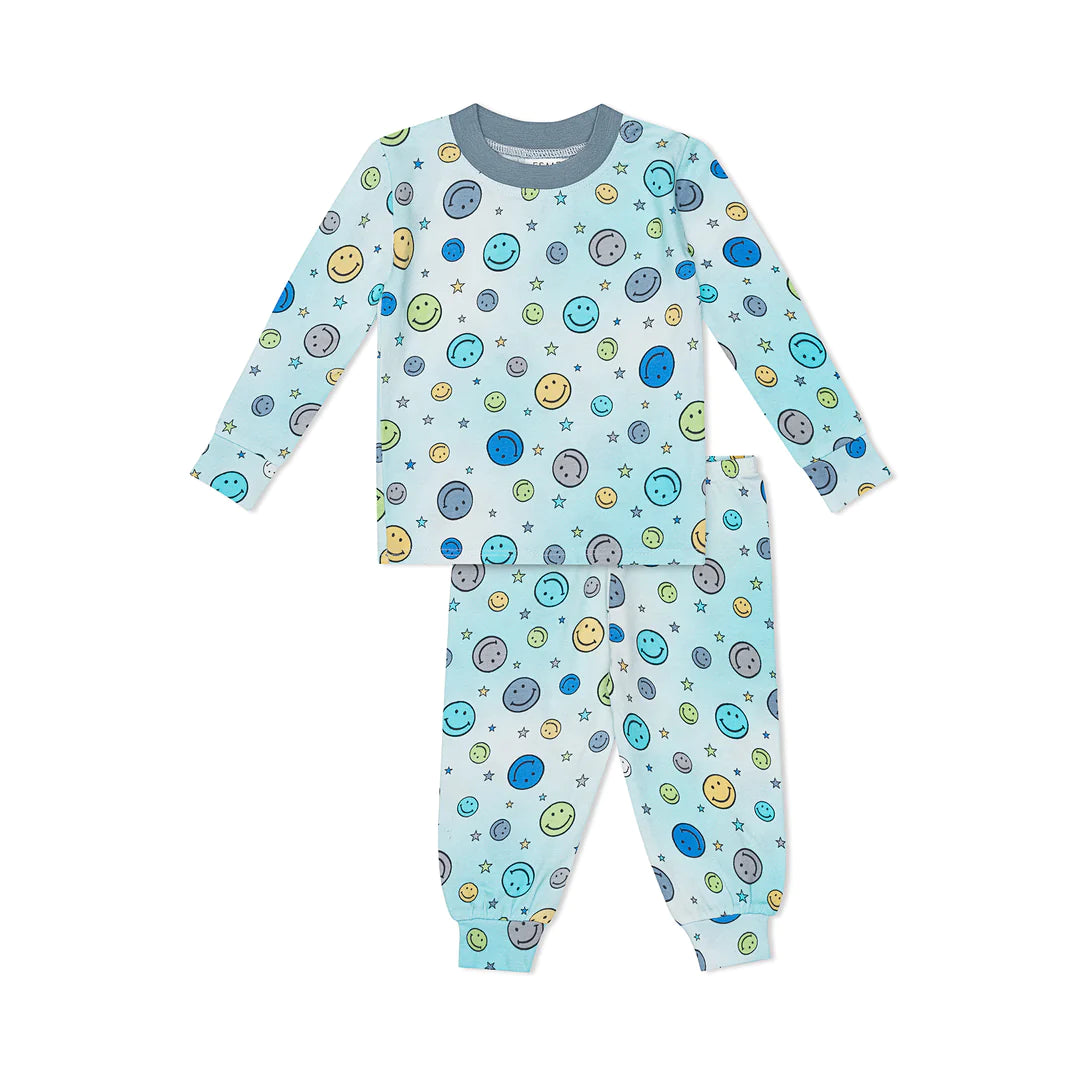 Esme Boys Long Sleeve PJ Set In Happy Blue