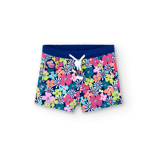 Boboli Girls Fleece Floral Shorts In Print