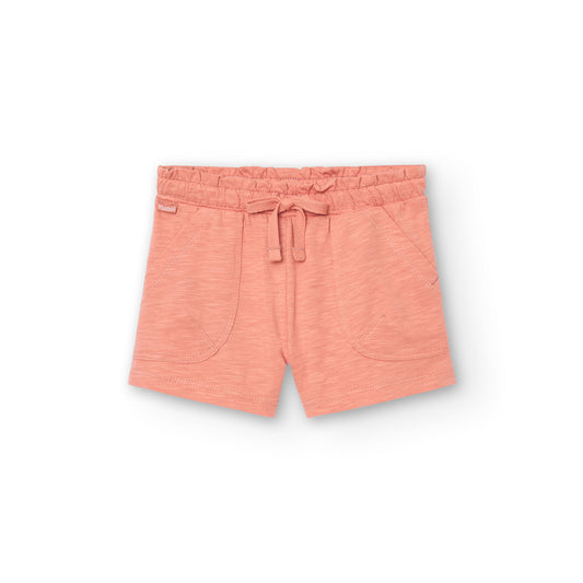 Boboli Girls Knit Short In Peach