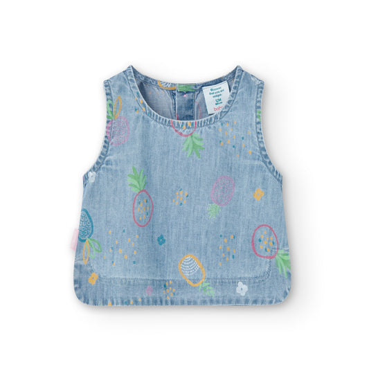 Boboli Girls Denim Shirt In Print