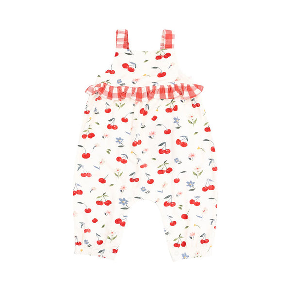 Angel Dear Watercolor Cherries Ruffle Waist Romper – Two The
