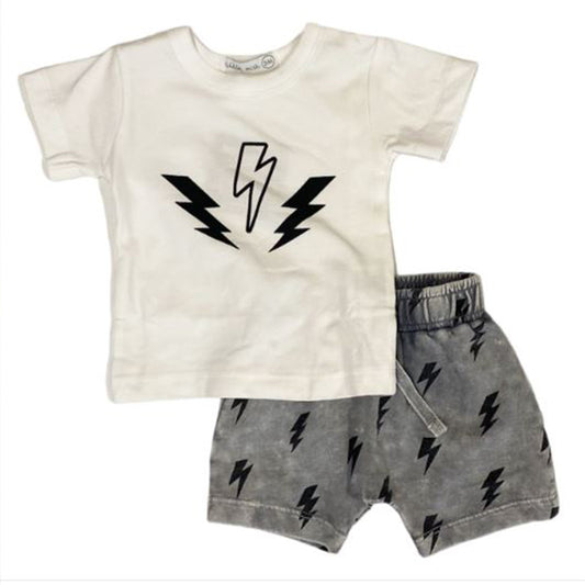 Little Mish Enzyme Bolts Tee & Shorts