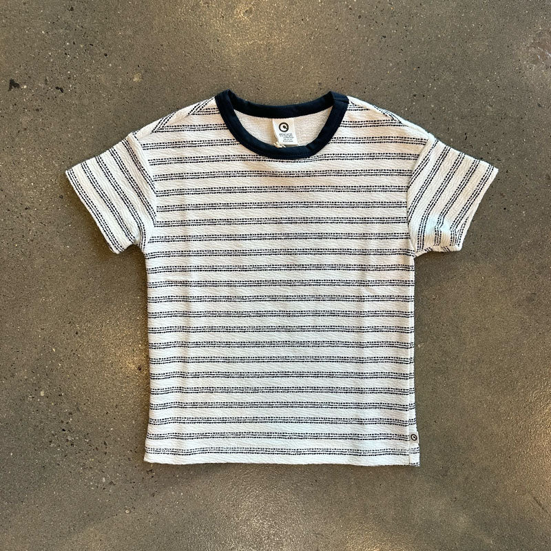 Green Cotton Group Stripe T Shirt In Balsam Cream