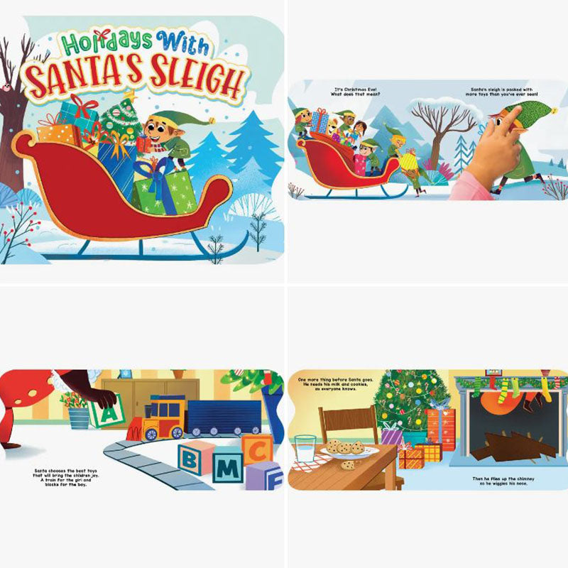 Little Hippo Books Holidays With Santa's Sleigh Sensory Holiday Board Book