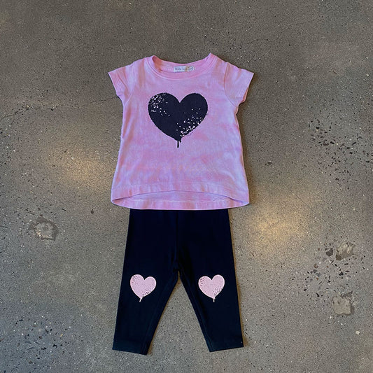 Little Mish Graffiti Heart Flutter Tee And Legging Set