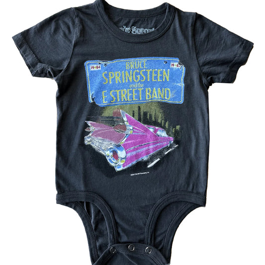 Rowdy Sprouts Bruce SpringSteen Short Sleeve Onesie In Black