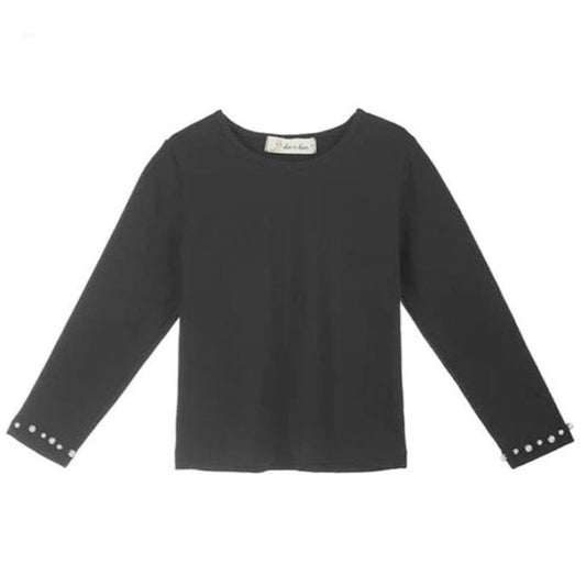 Doe a Dear Pearl Trim Black Top