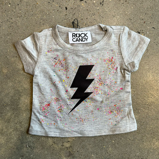 Rock Candy Heather Grey Splater Bolt Tee