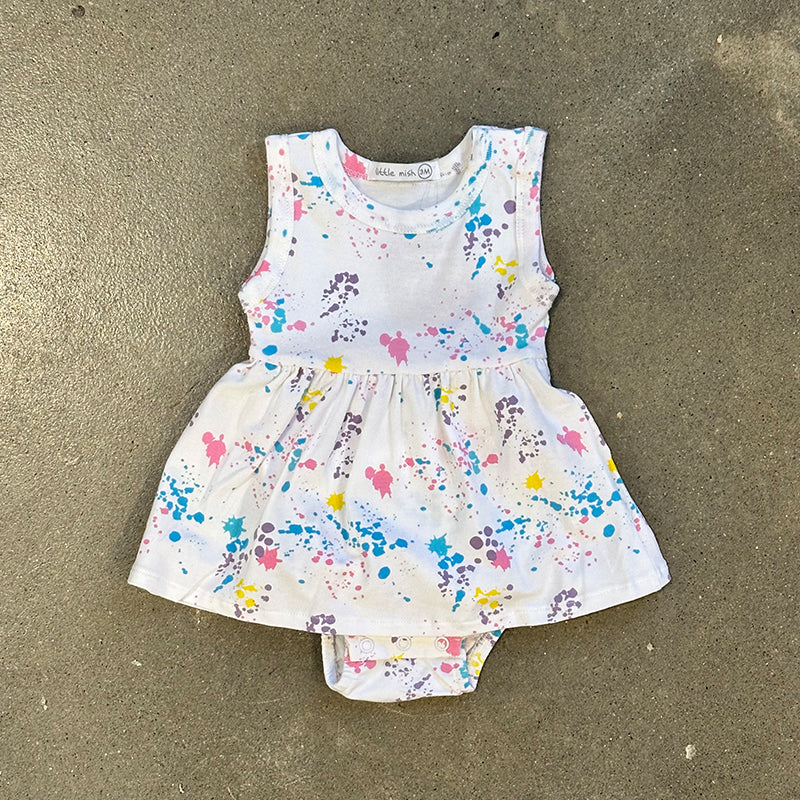 Little Mish Splatter Heart Bodysuit Dress