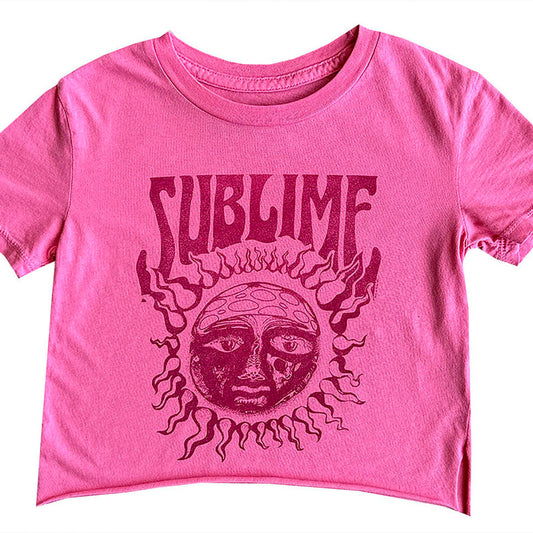 Rowdy Sprouts Sublime Not Quite Crop Short Sleeve Tee In Pink