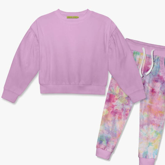 Millie Loves Lily Sweatshirt & Velour Candy Tie Dye Jogger