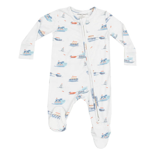 Angel Dear Bubbly Tug Boats 2 Way Zipper Footie
