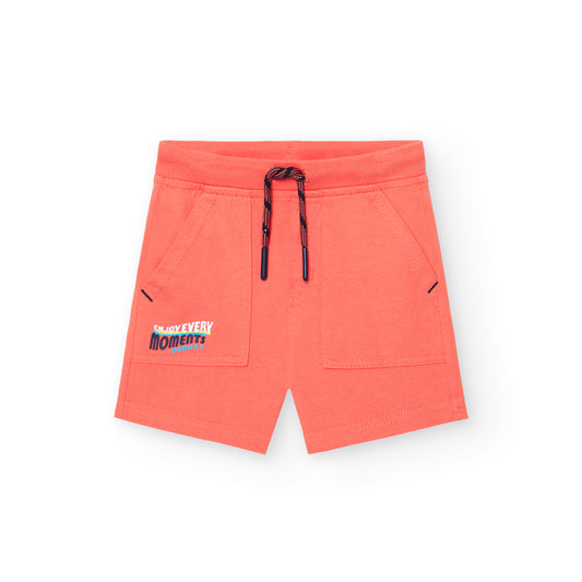 Boboli Boys Knit Bermuda Shorts In Papaya