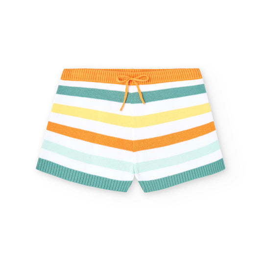 Boboli Girls Striped Shorts In Apricot