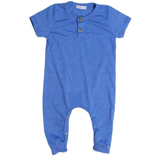 Cozii USA Henley Romper In Blue