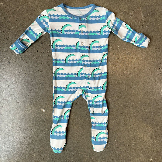 Kickee Pants Print Footie W/ Snaps In Sea Monster