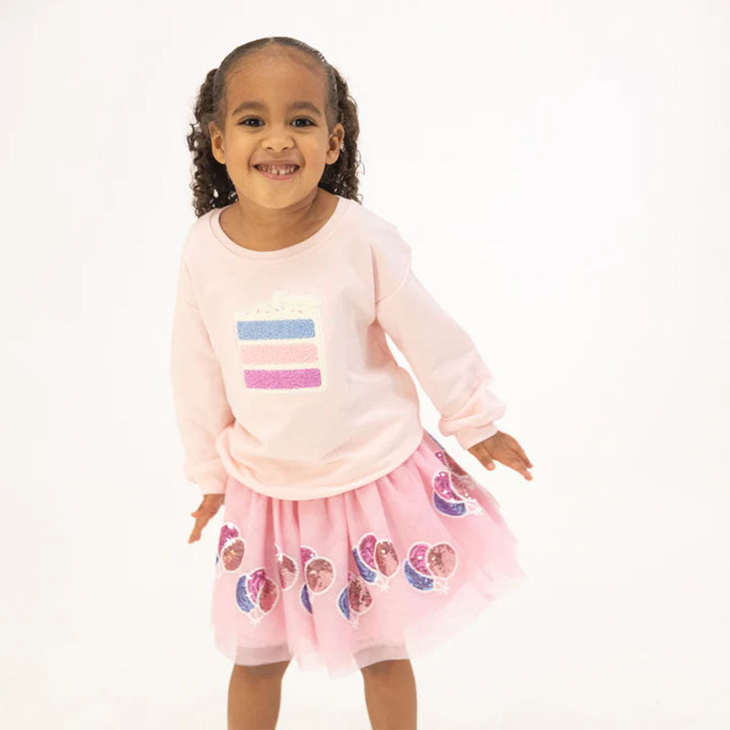 Angel Dear Oversize Sweatshirt with Birthday Cake Appliqué