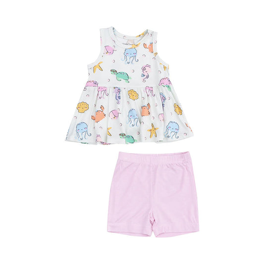 Angel Dear Peplum Tank Top & Bike Short Set – Cute Sea Creatures