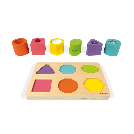 Janod Wood Shapes & Sounds - 6 Block Puzzle