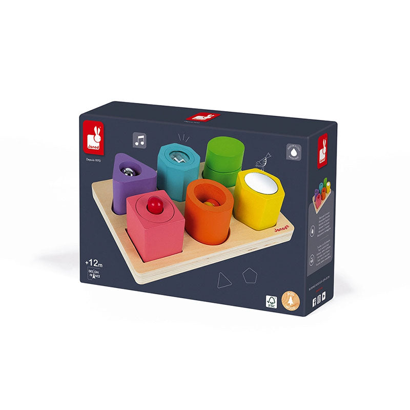 Janod Wood Shapes & Sounds - 6 Block Puzzle