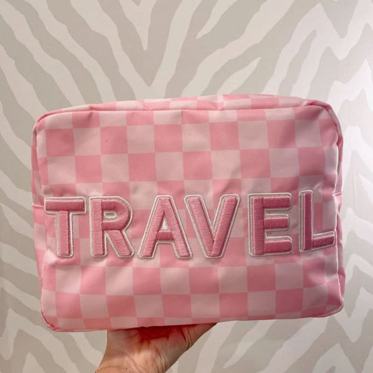 KenzKustomz Pink Checkered Bag TRAVEL